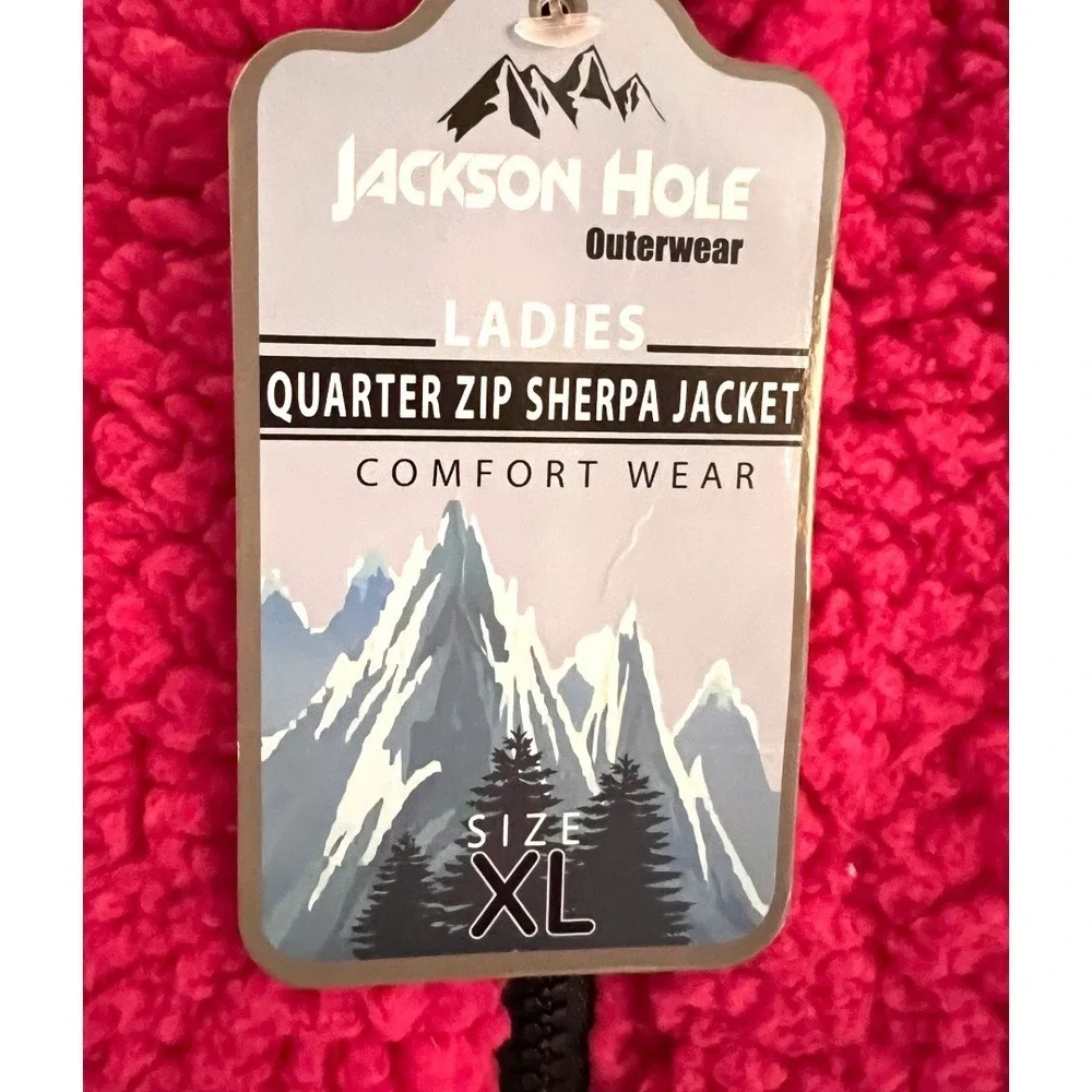 NWT - Jackson Hole Women's  Hot Pink Sherpa Quarter Zip Jacket - Size XL